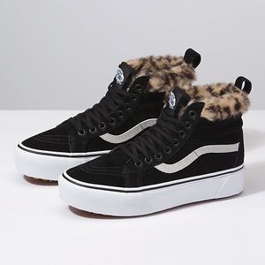 NEW VANS SK8-HI PLATFORM LEOPARD FUR MTE Shoes NWT